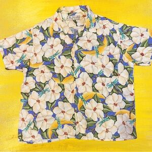 VTG 2004 New Orleans Jazz Fest Bayou Wear Button Up XXL Moonlit Magnolia Print